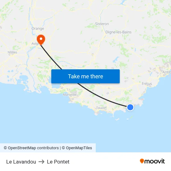 Le Lavandou to Le Pontet map