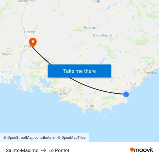 Sainte-Maxime to Le Pontet map