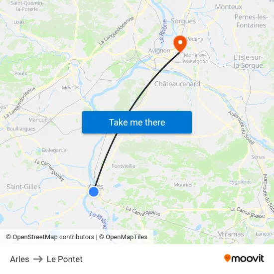 Arles to Le Pontet map
