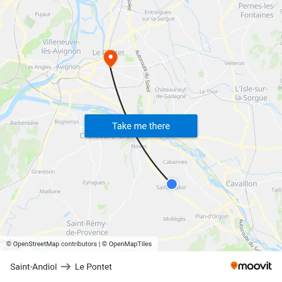 Saint-Andiol to Le Pontet map