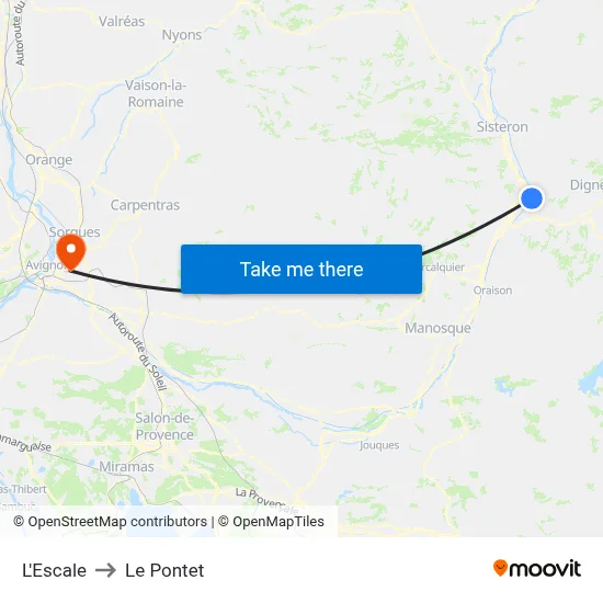 L'Escale to Le Pontet map