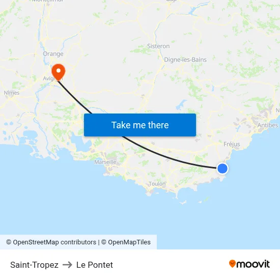 Saint-Tropez to Le Pontet map
