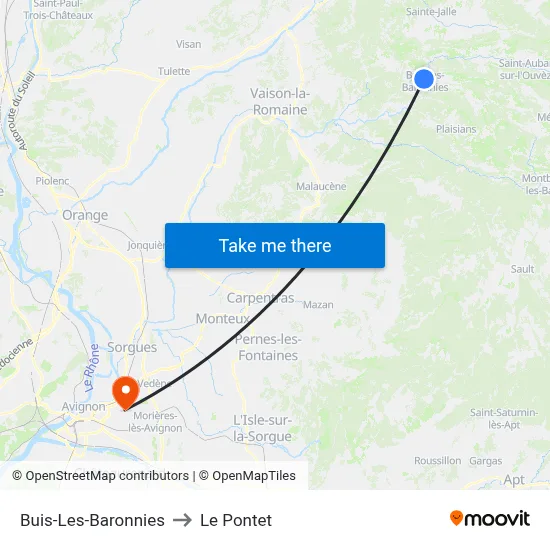 Buis-Les-Baronnies to Le Pontet map
