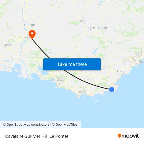 Cavalaire-Sur-Mer to Le Pontet map