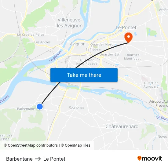 Barbentane to Le Pontet map