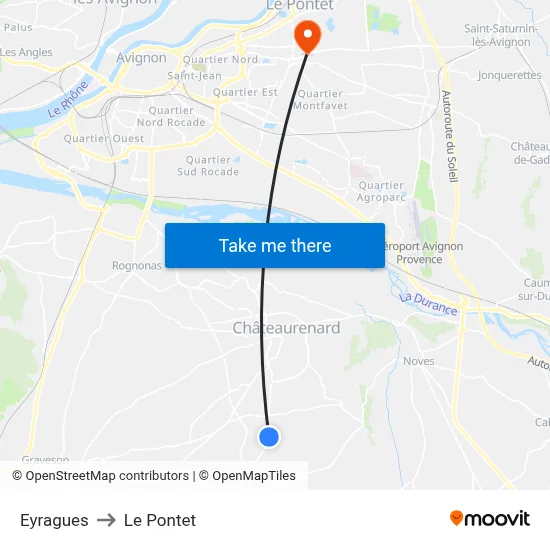 Eyragues to Le Pontet map