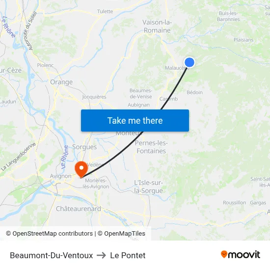 Beaumont-Du-Ventoux to Le Pontet map