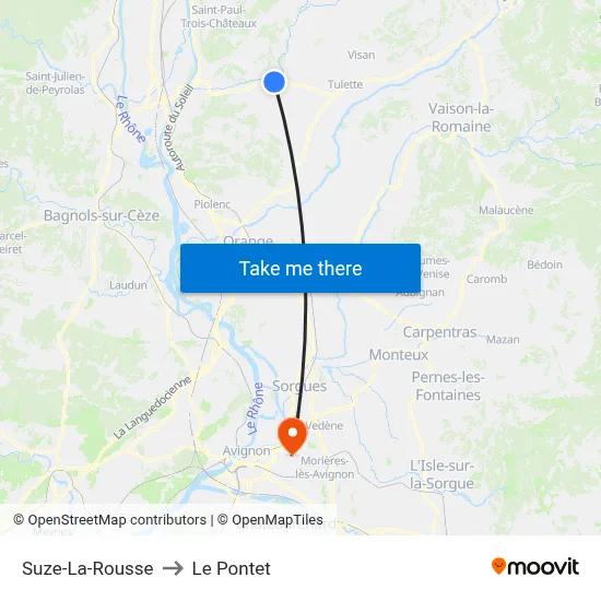 Suze-La-Rousse to Le Pontet map