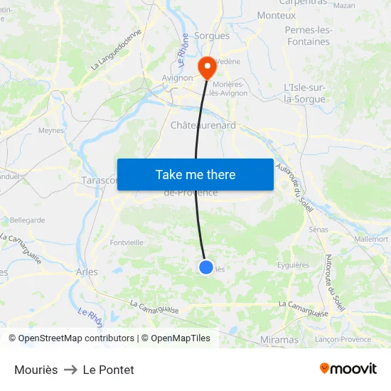 Mouriès to Le Pontet map