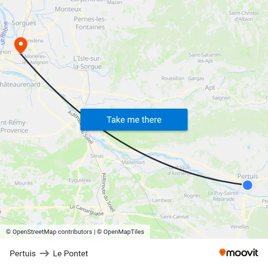 Pertuis to Le Pontet map