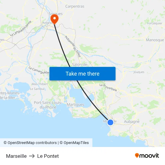 Marseille to Le Pontet map