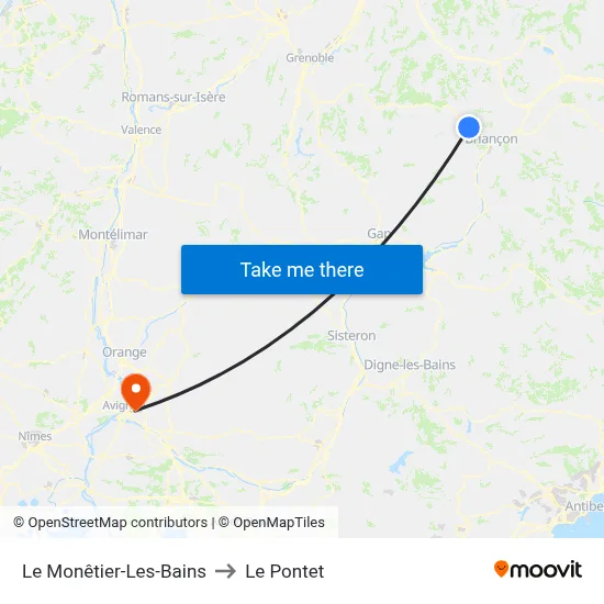 Le Monêtier-Les-Bains to Le Pontet map