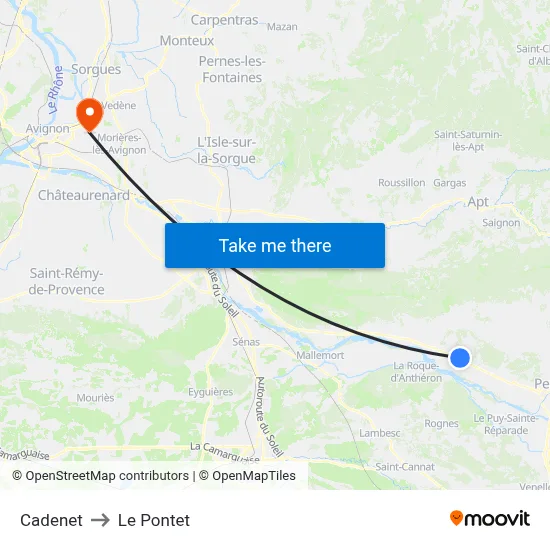 Cadenet to Le Pontet map