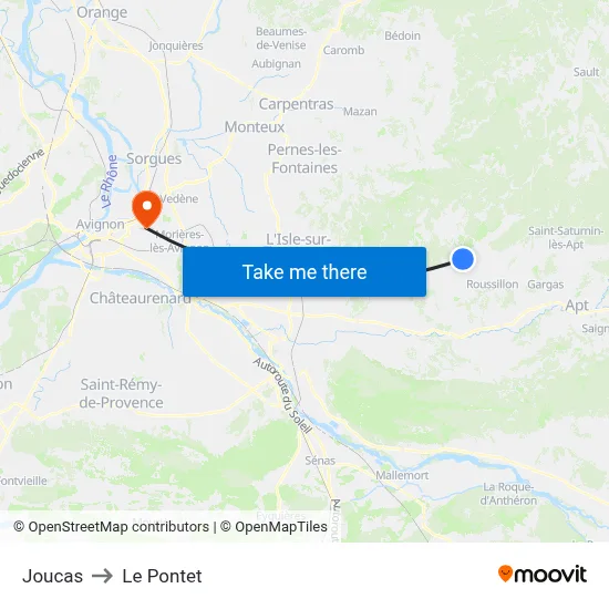 Joucas to Le Pontet map