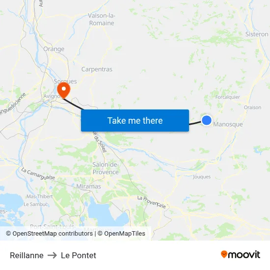 Reillanne to Le Pontet map