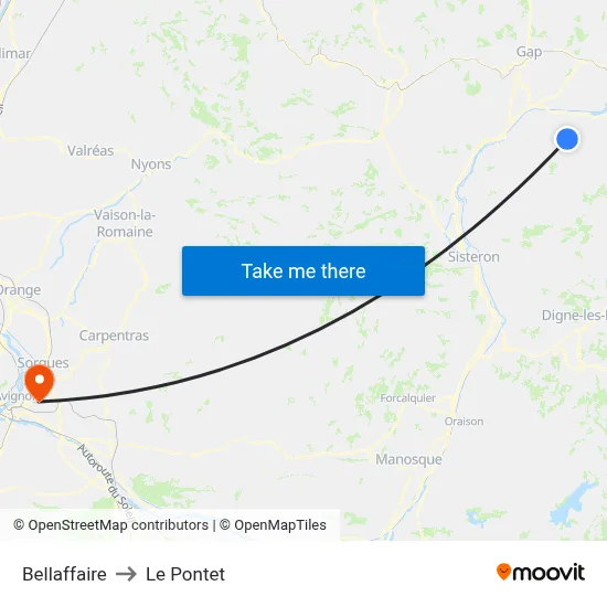 Bellaffaire to Le Pontet map