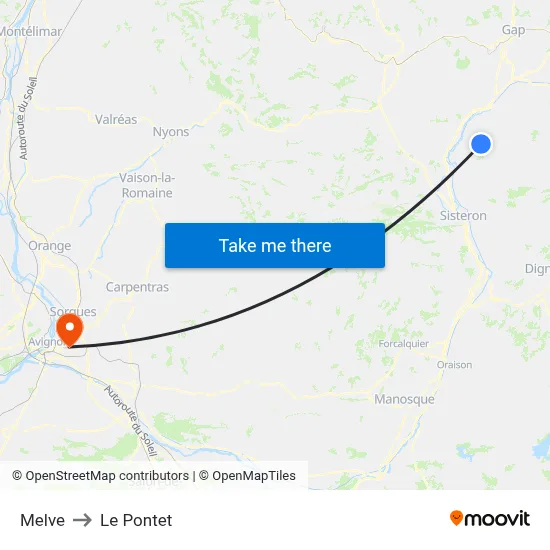 Melve to Le Pontet map