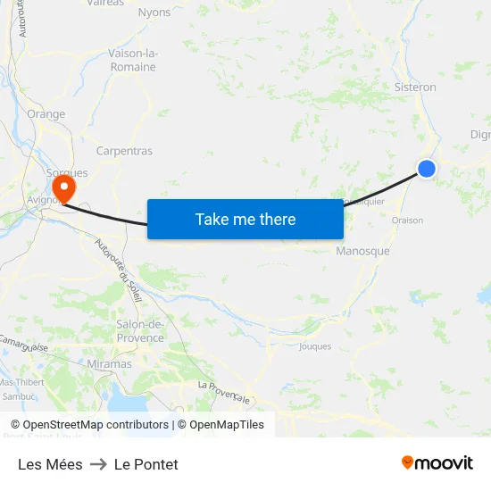 Les Mées to Le Pontet map