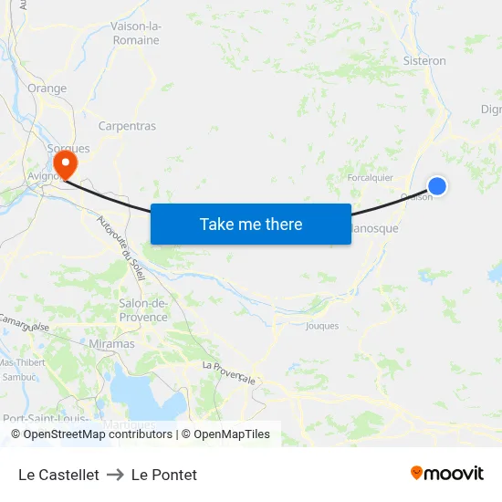 Le Castellet to Le Pontet map