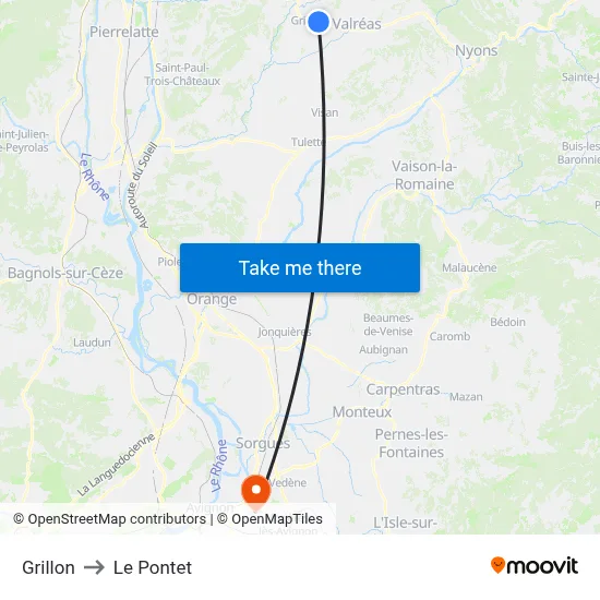 Grillon to Le Pontet map