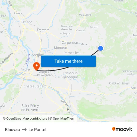 Blauvac to Le Pontet map