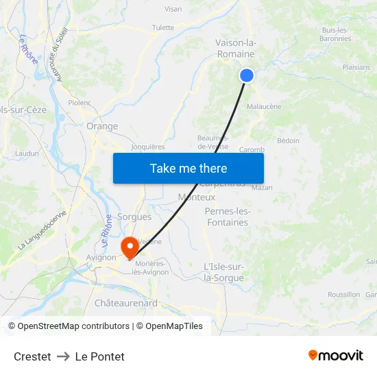 Crestet to Le Pontet map