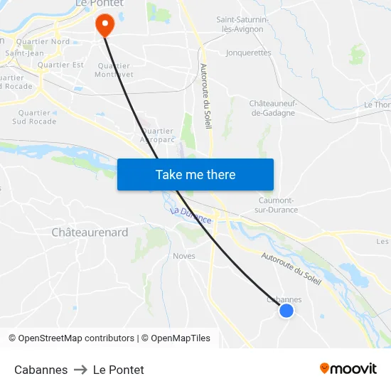 Cabannes to Le Pontet map