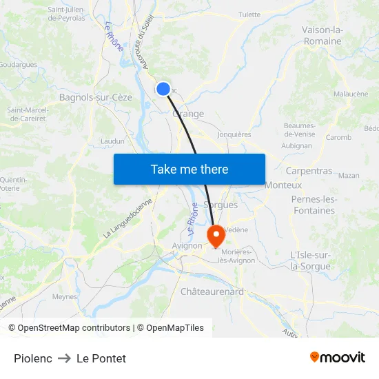 Piolenc to Le Pontet map