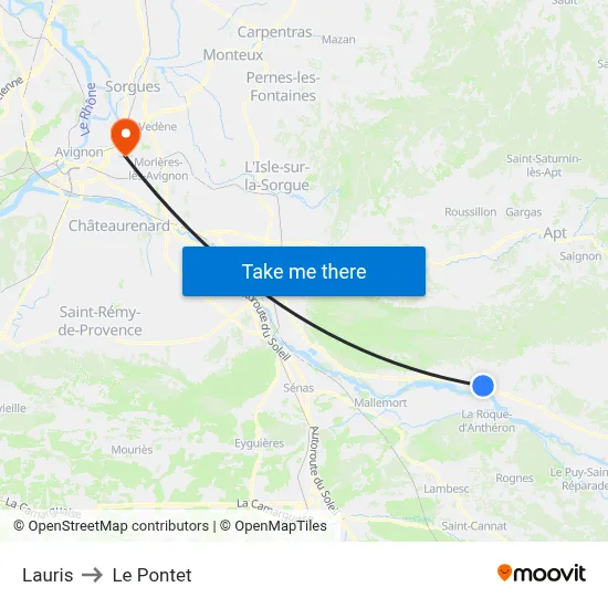 Lauris to Le Pontet map