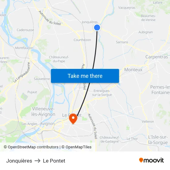 Jonquières to Le Pontet map