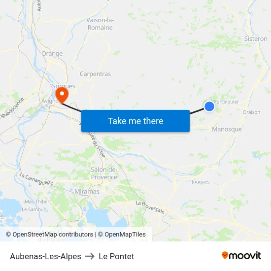 Aubenas-Les-Alpes to Le Pontet map