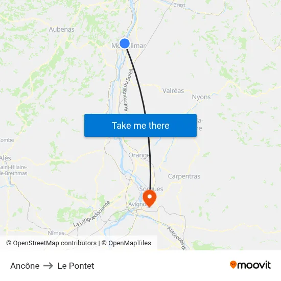 Ancône to Le Pontet map