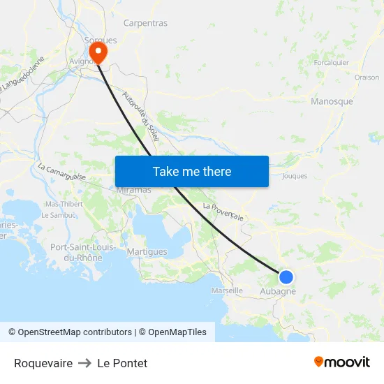 Roquevaire to Le Pontet map