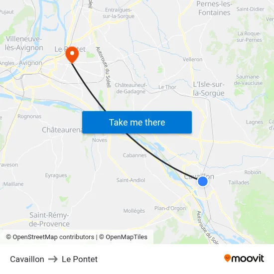 Cavaillon to Le Pontet map