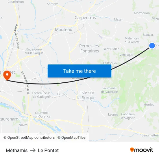 Méthamis to Le Pontet map