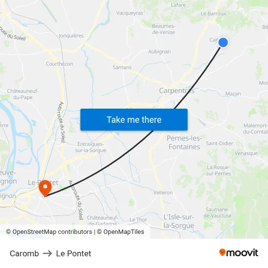 Caromb to Le Pontet map