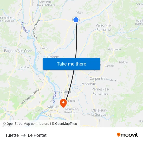 Tulette to Le Pontet map