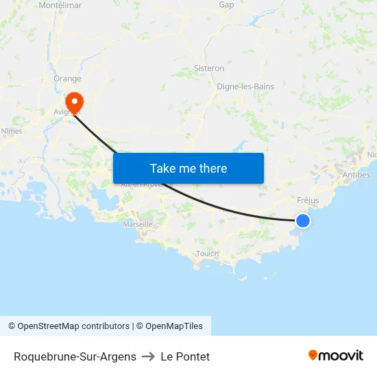 Roquebrune-Sur-Argens to Le Pontet map
