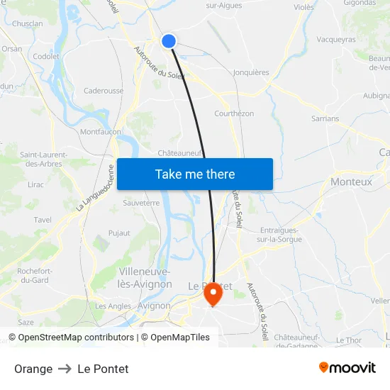Orange to Le Pontet map