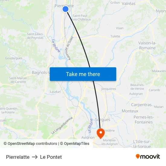 Pierrelatte to Le Pontet map