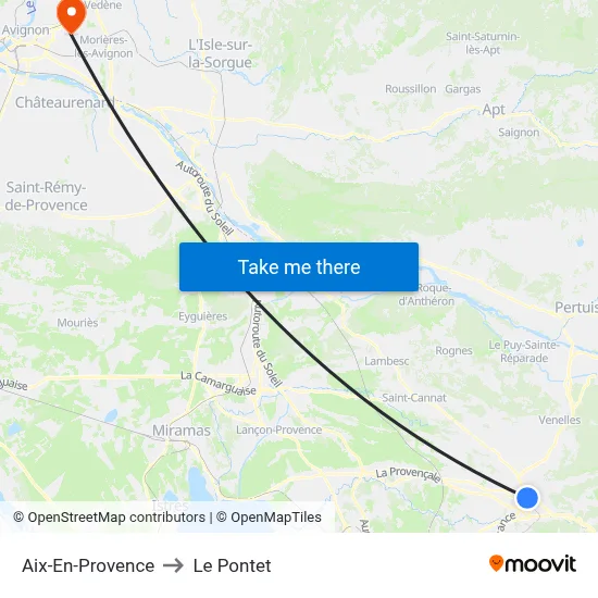 Aix-En-Provence to Le Pontet map