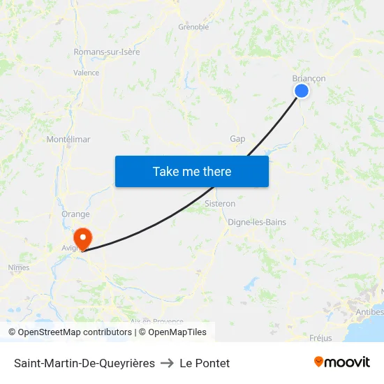 Saint-Martin-De-Queyrières to Le Pontet map