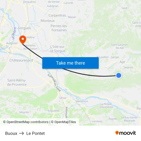 Buoux to Le Pontet map