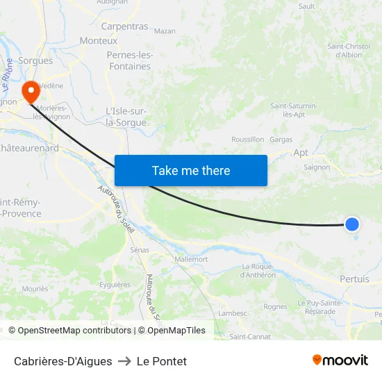 Cabrières-D'Aigues to Le Pontet map