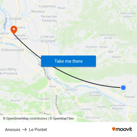 Ansouis to Le Pontet map