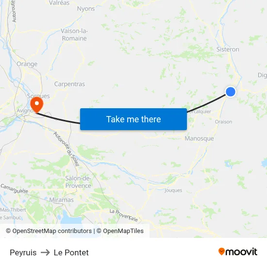 Peyruis to Le Pontet map
