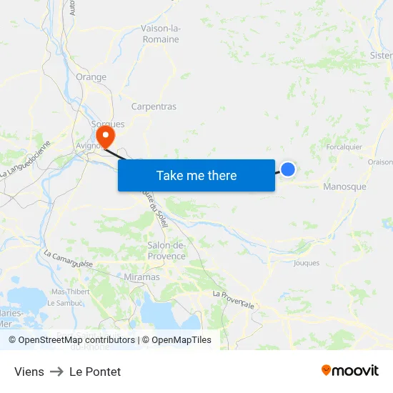 Viens to Le Pontet map