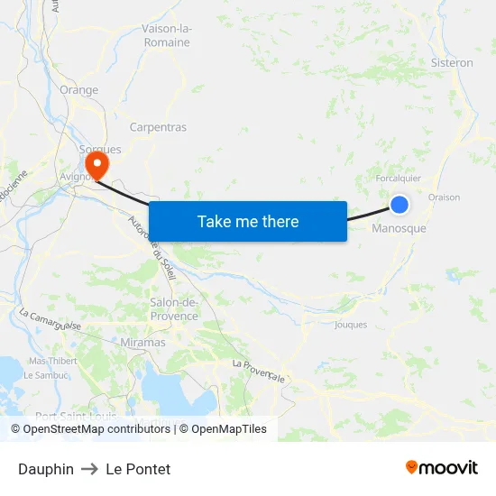 Dauphin to Le Pontet map