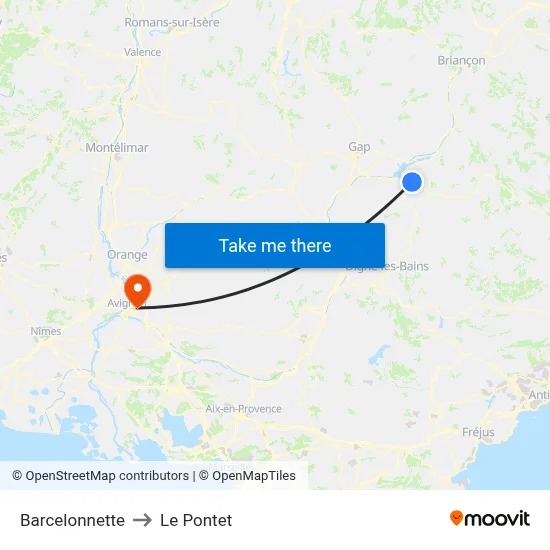 Barcelonnette to Le Pontet map