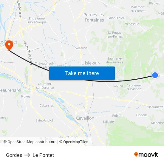 Gordes to Le Pontet map
